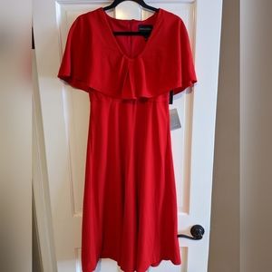 NWT women's red cape style dress with pockets in sz. 4 by Donna Morgan